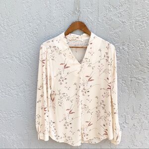 Cream Pink Floral Blouse Shirt Romantic Cottagecore Long Sleeve Violet & Claire